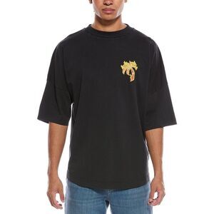 Palm Angels Mens  Burning Palm Over T-Shirt, Black